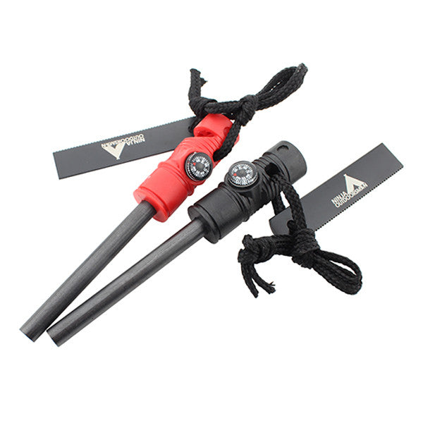 Ninja Outdoorsman Emergency Fire Starter Multi Tool with Compass and Whistle, Stocking Stuffers, Christmas Gifts Under 10 Dollars. Free Gift With Purchase!