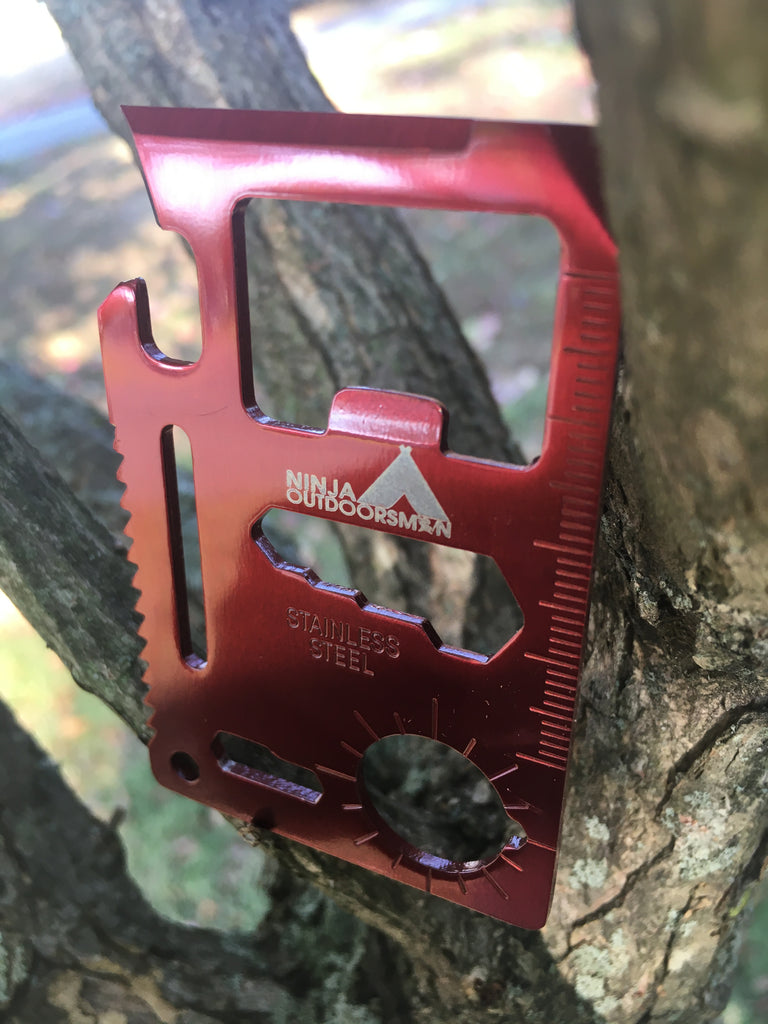 Ninja Outdoorsman 11 in 1 Stainless Steel Credit Card Pocket Sized Survival Multi Functional Tool - Stocking Stuffers, Christmas Gifts Under 10 Dollars. Free Gift With Purchase!