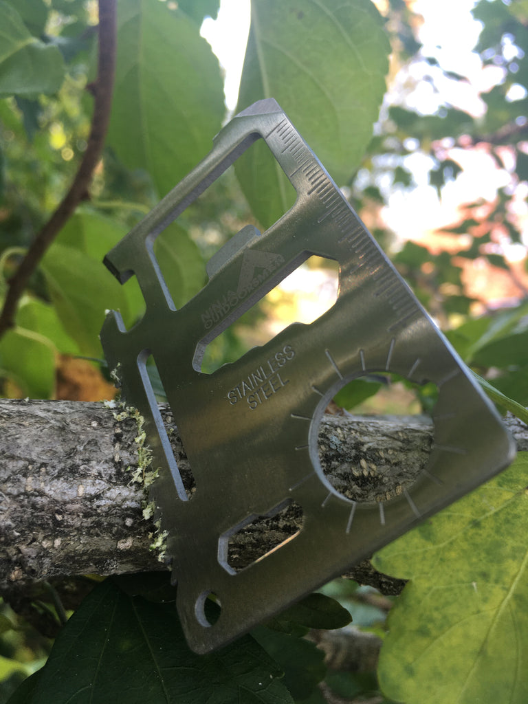 Ninja Outdoorsman 11 in 1 Stainless Steel Credit Card Pocket Sized Survival Multi Functional Tool - Stocking Stuffers, Christmas Gifts Under 10 Dollars. Free Gift With Purchase!